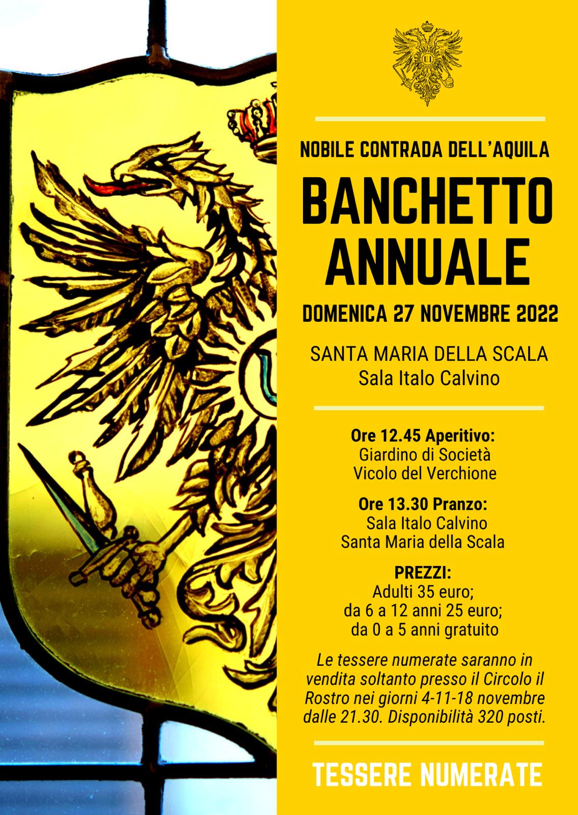 BANCHETTO ANNUALE DOMENICA 27 NOVEMBRE 2022