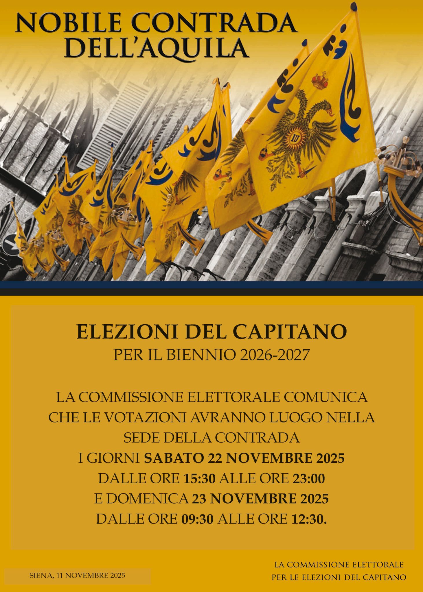 ELEZIONI DEL CAPITANO PER IL BIENNIO 2026-2027