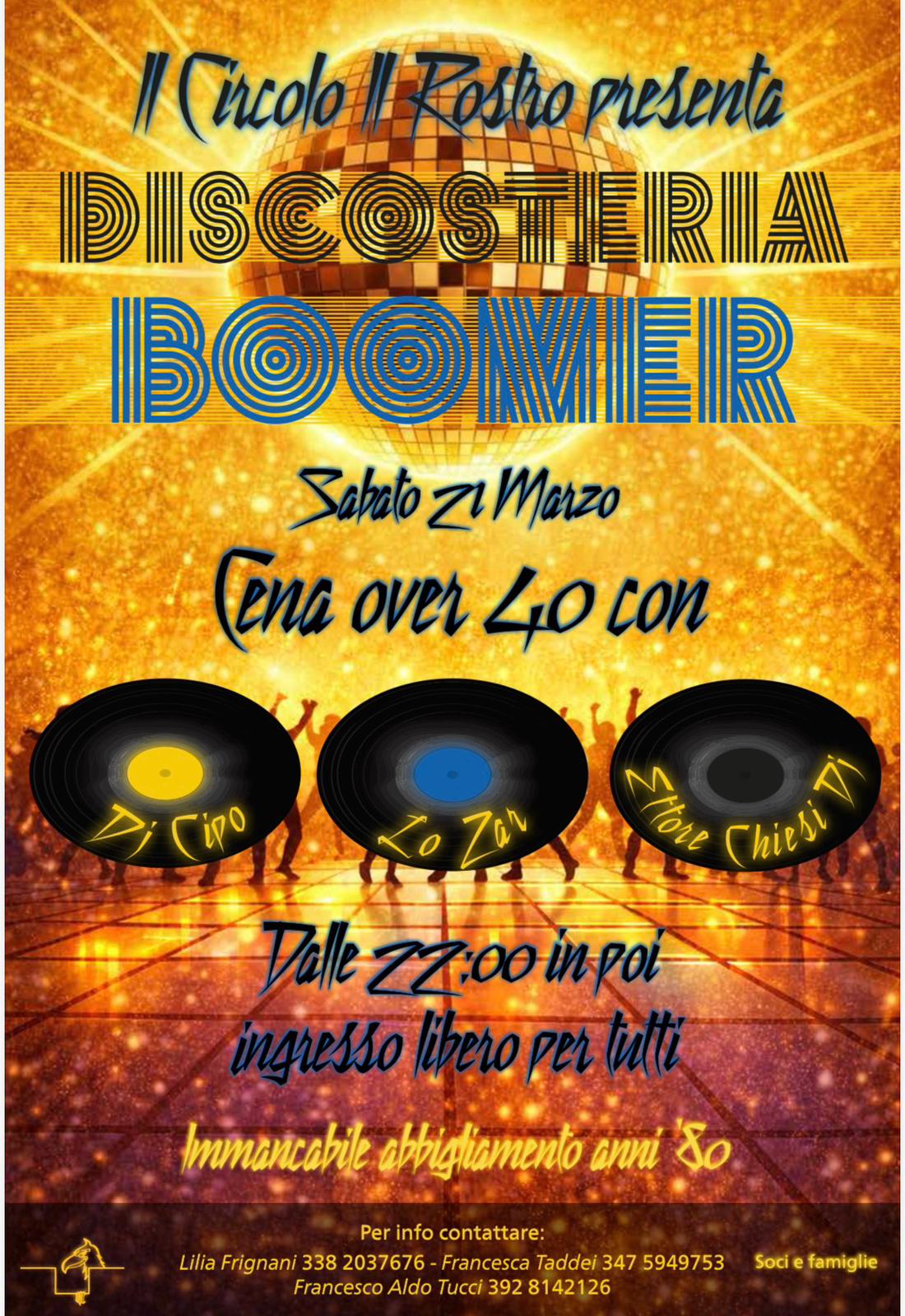 Sabato 21 marzo – Discosteria Boomer